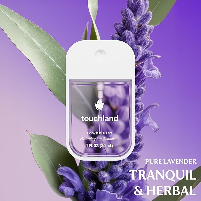 Touchland Hydrating Hand Sanitizer Spray, TOP 5 Set (Applelicious, Sandalwood, Lavender, Berry, Citrus), 1 FL. OZ. Travel Size Power Mist Sprays (Set of 5)