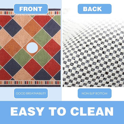 Square Shower Mat 23x23 Inch Non-Slip with Drain Hole, Shower Floor Mats for Bathroom, PVC Loofah Stall Mat, Secure Boho Bath Mats