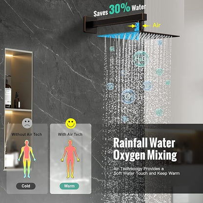 SR SUN RISE 8 Inches All Metal Bathtub Faucet Set Shower System with Tub Spout Square Rain Shower Head and Handheld Combo Shower Fixtues, Modern Valve and Trim Kit, Oil-Rubbed Bronze