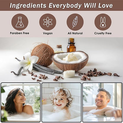 Bath Spa Gift Sets - Luxury Basket With Coconut & Vanilla - Spa Kit Includes Wash, Bubble Bath, Lotion, Bath Salts, Body Scrub, Shower Puff, Bathbombs, Soap and Towel