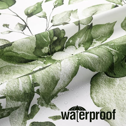 Gibelle Extra Long Shower Curtain 72 x 84, Tall Olive Green Floral Shower Curtain for Bathroom, Watercolor Plant Eucalyptus Leaves Fabric Shower Curtain Set