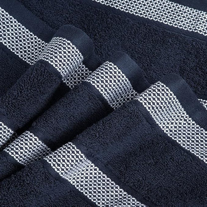 CASA COPENHAGEN Solitaire 6 Pieces Towel Set- Dark Navy, 600 GSM 2 Bath Towel 2 Hand Towel 2 Washcloth, Designed in Denmark Made of Soft Egyptian Cotton for Bathroom, Kitchen & Shower