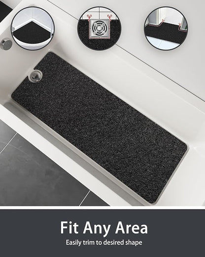Non Slip Shower Mats for Inside Shower,16x24 Inch,Anti-Slip Bathtub Mats for Bathroom, Foot Scrubber Loofah Bath Mats for Shower, Quick Drying Shower Stall Mats for Wet Areas (Black)