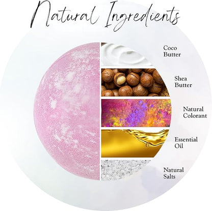 EvolutionUSA Inspire Bath Bombs for Women, 12 Gorgerous Flower Bath Bombs Topped with Dried Flowers, Luxurious Mother's Day Gift Set, Brithday Gift, Easter Gift or for Creating Lush Self Care Moment