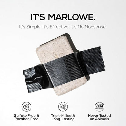 MARLOWE. No. 102 Body Scrub Soap 7 oz (3 Bars), Santal, Exfoliating Soap Bar with Shea Butter, Olive Oil & Green Tea Extracts, Cleanses, Smooths & Revitalizes Skin, Warm Amber, Spice & Citron Scent