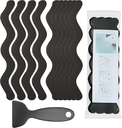 Non Slip Bathtub Stickers Set of 30, Bath Stickers Non Slip with Premium Scraper, Safety and Waterproof Bath Tub Slip Stickers for Bathtub, Shower, Pool, Ladder (Black)