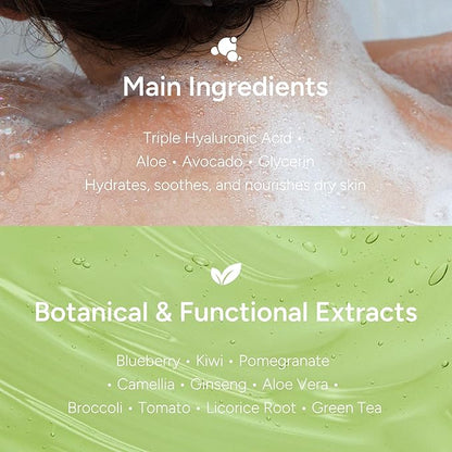 Korean Body Wash with Hyaluronic Acid & Aloe – Hydrating Moisturizing Cleanser for All Skin – Infused with Natural Extracts – Paraben & Silicone-Free – Peach Floral Musk, 500ml / 16.9 fl oz