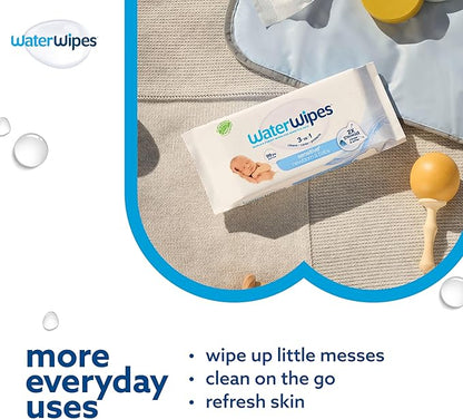 WaterWipes Sensitive+ Newborn & Baby Wipes, 3-In-1 Cleans, Cares, Protects, 99.9% Water, Unscented & Hypoallergenic, 540 Count (9 Packs)