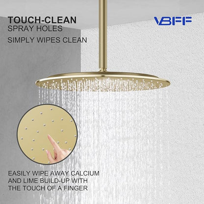 VBFF-Shower Head,rain shower head, 16 inch- Round Shower Head, 1.8 GPM Flow Rate, rainfall showerhead,VBFF14 (Brushed Gold)