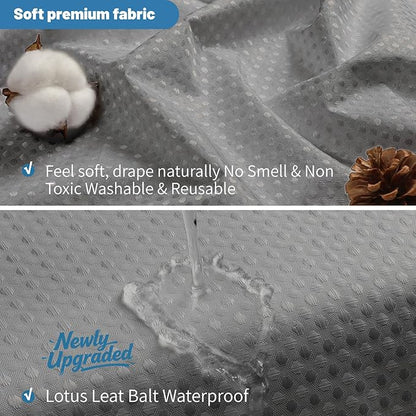 2-in-1 Waterproof Fabric Shower Curtain - No Separate Liner Needed, Hotel-Style Waffle Weave, Effortless Cleaning & Washable Bathroom Shower Curtain Set,72Wx84H,Grey
