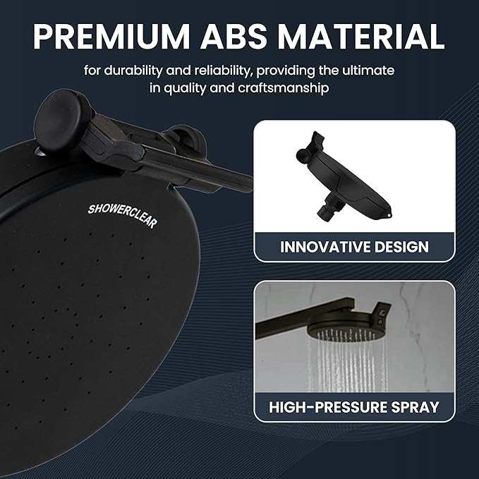 Shower Clear-The World’s Only Cleanable Shower Head with Patented Open-Clean Design to Reduce Moisture and Buildup, High Pressure Flow, Universal Fit -Matte Black (1.1 lbs, 5.5 inches)