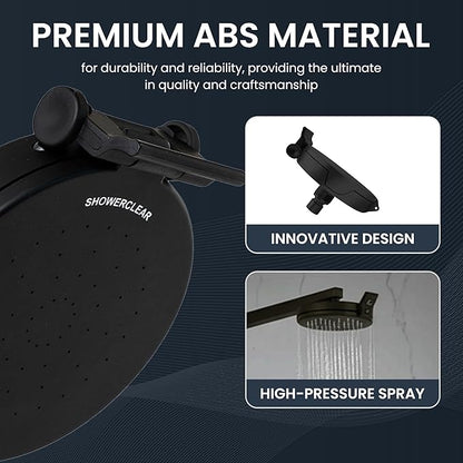 Shower Clear-The World’s Only Cleanable Shower Head with Patented Open-Clean Design to Reduce Moisture and Buildup, High Pressure Flow, Universal Fit -Matte Black (1.1 lbs, 5.5 inches)