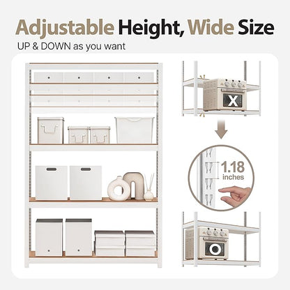 HOMEDANT House 5 Tier Laminated Metal Shelving Unit Adjustable Storage Utility Rack Heavy Duty Shelves Organization Multipurpose Shelf Kitchen Garage Pantry Closet (2, (L) 48.1" W, White)
