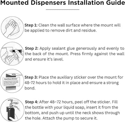 Black Shampoo and Conditioner Dispenser Set Wall Mounted by Brighter Barns - Shampoo Dispenser for Shower Wall 3 Chamber No Drill - Shower Bottles Refillable with Labels for Bathroom, Airbnb (Black)