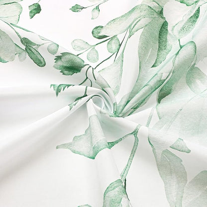 Gibelle Small Stall Shower Curtain 36 x 72, Narrow Half Mint Green Floral Shower Curtain for Bathroom, Watercolor Plant Eucalyptus Leaves Fabric Shower Curtain Set