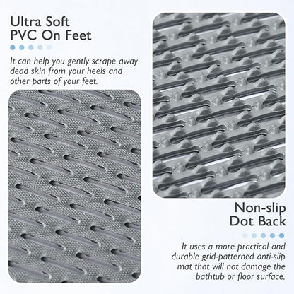 Extra Large Non-Slip Shower Mat, Fast-Dry PVC Bath Stall Tub Mat, Drain-Hole Design for Shower Stall Tub for Elderly/Kids, Non Slip Bath Mat Bathroom Safety Accessory, Gray 47"x32"