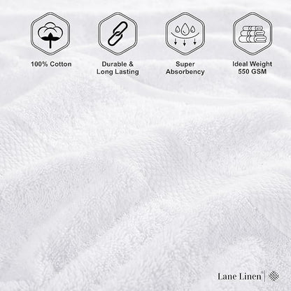 LANE LINEN Set of 4 Bath Towel (28"x54") - 100% Ring Spun Cotton - Turkish Cotton Towels for Bathroom - Quick Drying, Highly Soft & Absorbent Shower Towel Set - Hotel & Spa Quality - White Towel Set