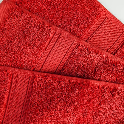 Superior Egyptian Cotton Pile Hand Towel Set of 4, Ultra Soft Luxury Towels, Thick Plush Essentials, Absorbent Heavyweight, Guest Bath, Hotel, Spa, Home Bathroom, Shower Basics, Red
