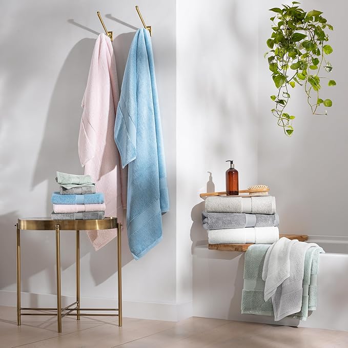 Aston & Arden Egyptian Bath Towel Set - Oversized Ultra Soft Thick & Absorbent, 100% Ringspun Egyptian Cotton Bathroom Towel for Spa, Hotel, 600 GSM, Green