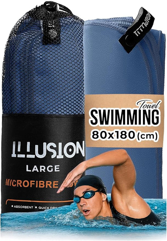 illusion Extra Large Microfibre Swimming Towel (71''L x 32''W)–Compact, Lightweight & Quick Dry Towel-Perfect for Travel, Gym, and Swim Towels Ideal for Post-Workout Showers & After Swimming