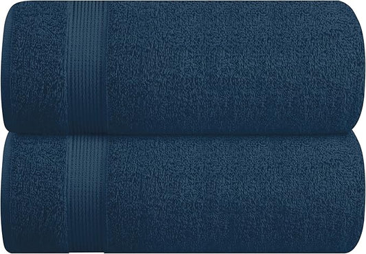 Belizzi Home Cotton 2 Pack Oversized Bath Sheet 35x70, Large Bath Sheet, Ultra Soft, Absorbent, Compact, Eco-Friendly, Recyclable, Quick Drying and Lightweight Towel - Mineral Blue
