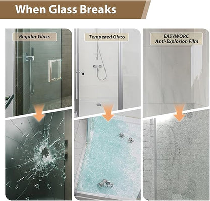 Frameless Glass Shower Door, 43-48" W x 76" H Sliding Frameless Shower Door, 1/4''(6mm) SGCC Tempered Glass, Explosion-Proof Film Nano Coating, Stainless Steel Hardware, Matte Black