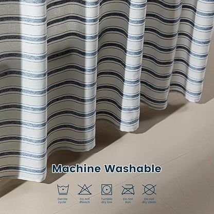 SLEEP ZONE Shower Curtain Liner, Waffle Shower Curtains for Bathroom, Heavy Duty Thick Fabric Shower Curtains - 285GSM Luxury Weighted Polyester Bath Curtain, 72" × 84" (Blue)