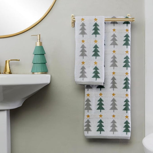 SKL Home Christmas/Winter Multi Trees 100% Cotton Premium Bath Towel, 500 GSM, Soft & Absorbent, Reversible Jacquard, Decorative, Multi