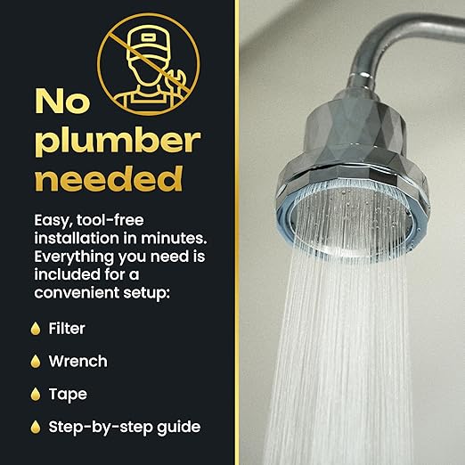 Shower with Internal Filter – Kit with 2 High-Pressure Water Softeners for Hard Water – Includes Replaceable Filters and Easy-Install Kits – Silver – My Purefilter