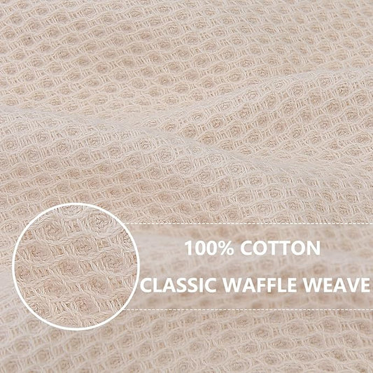 Homaxy 100% Cotton Waffle Weave Kitchen Dish Towels, Ultra Soft Absorbent Quick Drying Cleaning Towel, 20x28 Inches, 8-Pack, Beige