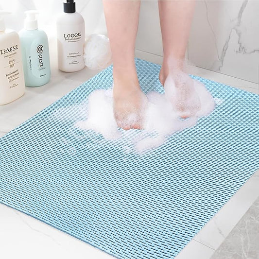 Square Shower Mat: 32"x32" Extra Large Non Slip Shower Mats for Inside Shower, Trimmable PVC Anti Slip Shower Stall Mats, Quick Dry Stand Up Shower Mat for Elderly, Kids
