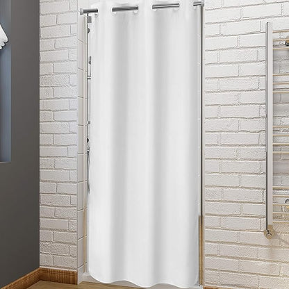River Dream No Hook Stall Shower Curtain Microfiber Fabric - Soft 42" Width Shower Stall Curtain Hotel Grade, Waterproof & Machine Washable, White, 42x74