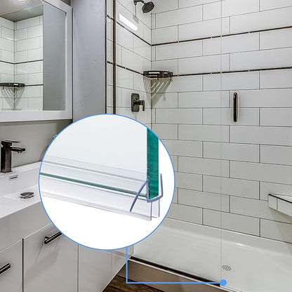 2-Pack ShowerDoor Bottom Seal 3/8" x 39" Polycarbonate Frameless Ultra Clear Shower Door Seal Strip for Glass Doors Stop Leaks and Create a Water Barrier Replacement Shower Cubicle