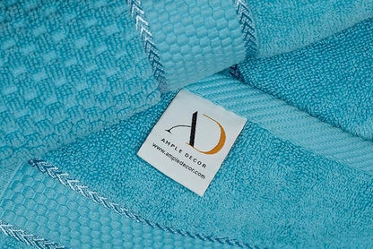 Ample Decor 100% Cotton Sky Blue 18 X 28 Inch Hand Towel for Bathroom Set of 8 - Super Soft, Highly Absorbent, Popcorn Textured