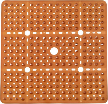 ENKOSI Large Square Shower Mat Non Slip - Bath Mats for Bathroom Non Slip for Shower - Shower Mats for Showers Anti Slip - Shower Grip Mat - Square Bath Mat - Large Shower Mat (Clear Brown 27x27)