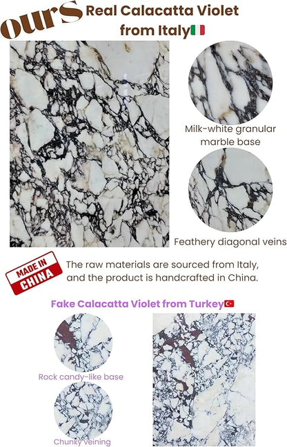 Real Marble Soap Dish - Soap Dish for Shower, Shower Bar Soap Holder, Marble Dish for Bathroom Kitchen, Decorative Stone Soap Dish (Calacatta Viola, Rectangular)