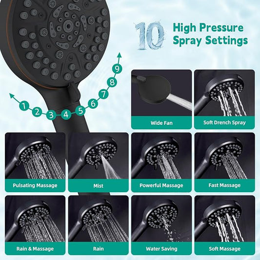 Hibbent Filtered Shower Head with Handheld, High Pressure 10 Spray Showerhead with Filters, Water Softener for Hard Water-Remove Chlorine, Reduces Dry Itchy Skin, Oil-Rubbed Bronze