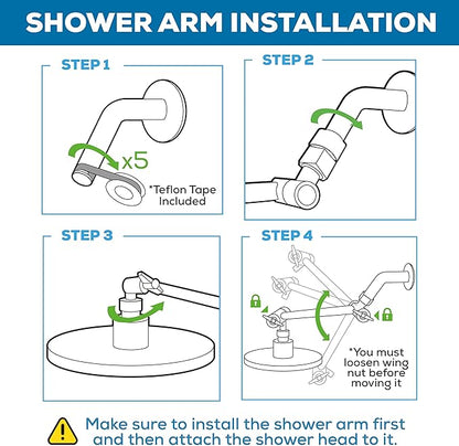 SparkPod 11" Solid Brass Shower Head Extension Arm - Flexible Height & Angle Adjustable Shower Arm Extension for Rain Showerheads with Sturdy Lock - Universal Pipe Connection (Midnight Black Matte)