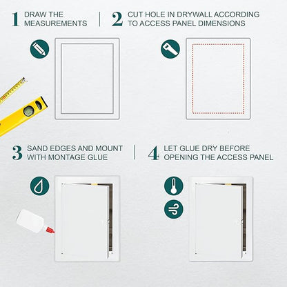 8" x 10" White Metal Access Door. Shaft Door Panel for Plumbing, Electricity, Heating, Alarm. Bathroom Access Hole Cover