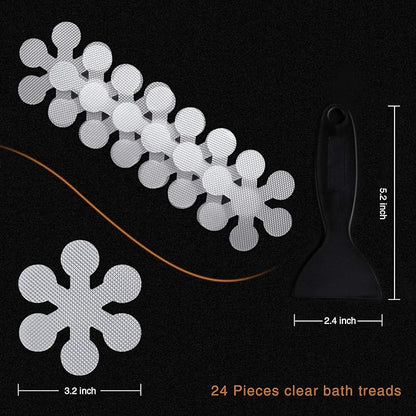 Bathtub Stickers Non-Slip, 36 PCS Safety Shower Treads Adhesive Appliques with Premium Scraper