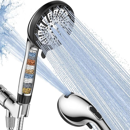 Filtered Shower Head with Handheld, High Pressure 8 Spray Showerhead with Filters & Upgraded Detachable Shower Head, Water Softener Filters Beads for Hard Water -Remove Chlorine