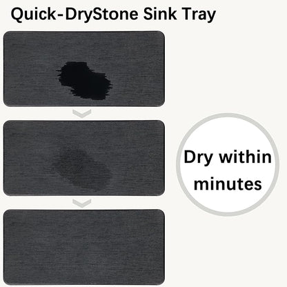 2 Pcs Water Absorbing Stone Trays, Kitchen/Bathroom Sink Soap Dish, Diatomite Tray Used for Hand Soap & Cosmetic Bottles in The Modern Home, 4" W x 8.3" L, Dark Gray