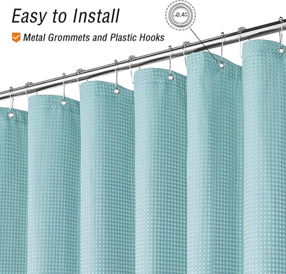 Gibelle Small Stall Shower Curtain 36 x 72, Narrow Half Waffle Weave Textured Fabric Shower Curtain for Bathroom, Water Repellent, Machine Washable, Teal