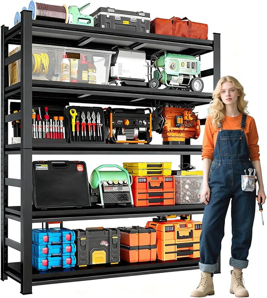 Heavy Duty Metal Garage Shelving, 5-Tier Adjustable Shelves, Steel Storage Rack for Garage, Basement, Workshop, 3000 lbs Capacity