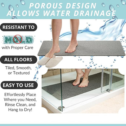 Non Slip Bathtub Mat Shower Mat for Tub - Loofah Bath Mats for Bathroom - 40x16 Bathtub Floor Mat - Textured Anti Slip Bath Mat Without Suction Cups - Secure Mat for Wet Areas (40x16 Gray)