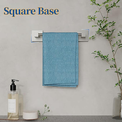 RUACQ Hand Towel Holder, 9-inch Hand Towel Bar, Square Base Towel Ring, 304 Stainless Steel Towel Rack for Bathroom, Wall Mounted (Brushed Nickel)