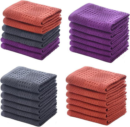 Waffle Weave Cotton Washing Cloth Ultra Soft and Absorbent Washcloths for Bathroom Kitchen and Gym Natural Cotton (6, Grey)