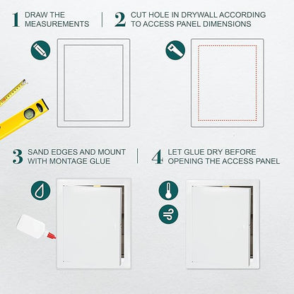 10" x 12" White Metal Access Door. Shaft Access Panel for Plumbing, Electricity, Heating, Alarm.