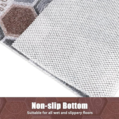 Bathtub Mat Shower Mat Non-Slip, 16x 39 Inch, Soft Comfort Bath Mat with Drainage Holes, PVC Loofah Massage Bathmat for Shower, Tub, Bathroom, Wet Areas, Quick Drying