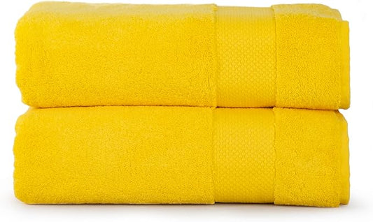 Hencely Bath Sheet Set of 2-(35x64 Inches)-Luxury Extra Large Oversized Towels, 100% Cotton - Quick Dry, Highly Absorbent, Super Soft - Ideal for Spa, Hotel, Bathroom - (Bath Sheets 2 Pack, Yellow)